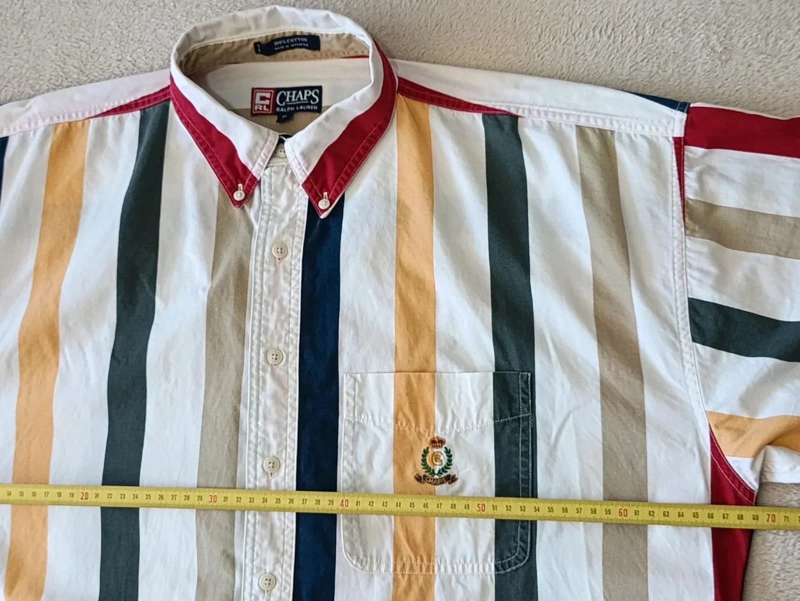 Chemise Chaps Ralph Lauren Vintage regenboogstrepen Geborduurd logo Maat XL – photo 16